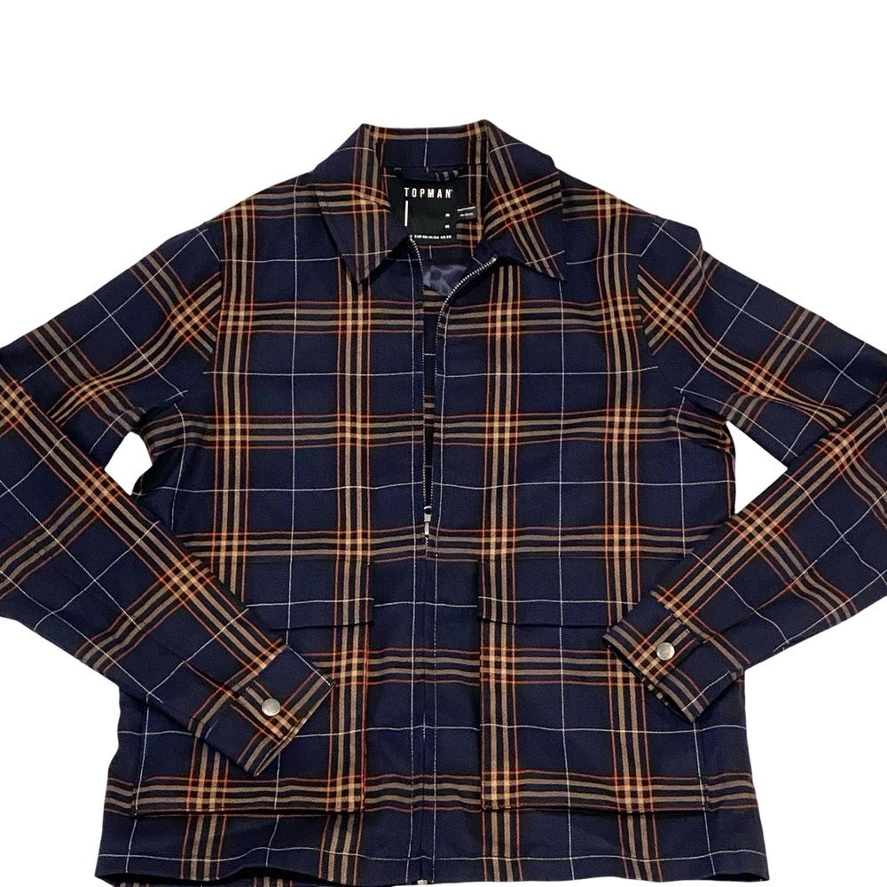 Topman Zip Up Lightweight Plaid Jacket Men’s XS - New